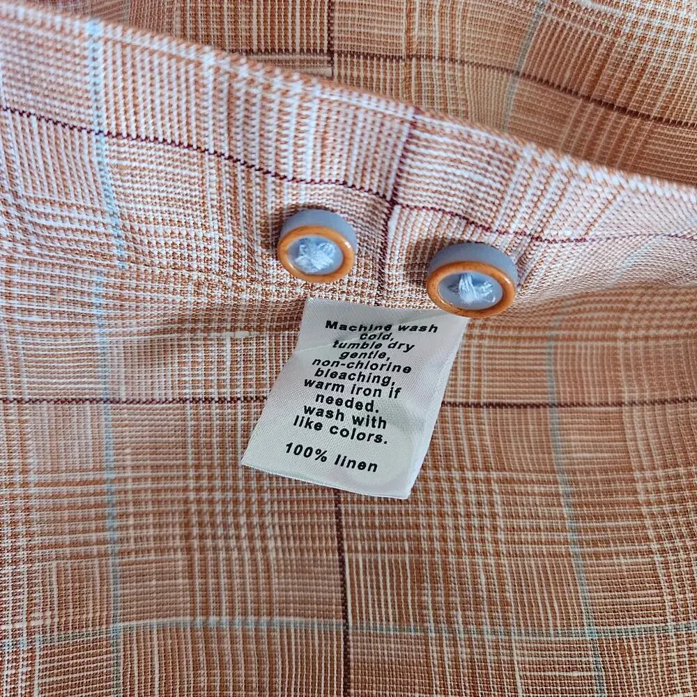 Paul Fredrick Men's Non-Iron Linen Button Down Shirt, Size 18.5/35 Classic Plaid - Picture 7 of 8